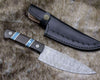 Crystal Damascus Chef's Knife with Exotic Wenge Wood & Turquoise Handle