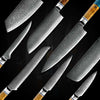 Classic Professional VG10 8-Pcs Damascus Knife Set with Exotic Olive Burl Wood & Resin Handle