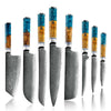 Classic Professional VG10 8-Pcs Damascus Knife Set with Exotic Olive Burl Wood & Resin Handle
