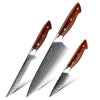 Crimson VG10 3-Pcs Damacus Chef Knife Set with Exotic Sandal Wood Handle