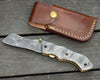 Damascene Gentleman's Cool Damascus Pocket Knife with Damascus Handle & Sheath