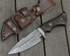 Garotte Damascus Hunting Knife with Exotic Wenge Wood Handle