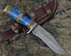Lightbane Damascus Big Game Hunting Knife with Bone, Olive Wood Handle & Sheath