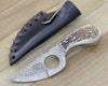 Shadowstalker Damascus Skinning Knife, Damascus Knife Stagorn Handle with Leather Sheath