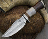 Champion Damascus Hunting Utility Knife with Exotic Rosewood and Bone Handle