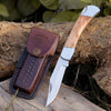Pocket Knife with Exotic Olive Wood Handle & Sheath Personalized