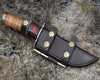 Fusion Damascus Hunting Knife with Stacked Leather handle
