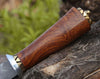 Holy Defender Damascus Hunting Knife with Exotic Rose Wood Handle