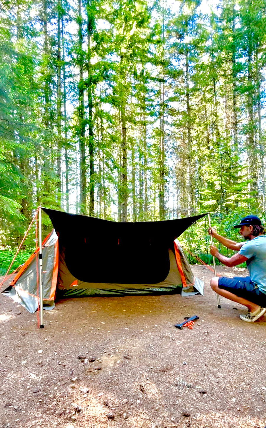 Setting up a swag tent