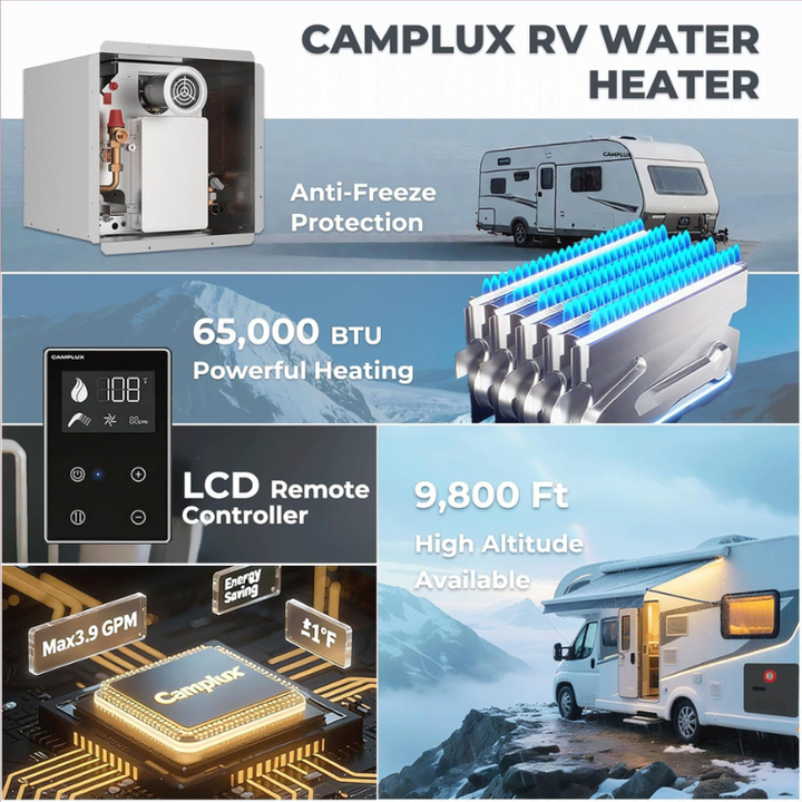 2.64GPM Tankless RV Hot Water Heater  Elite With Remote Control
