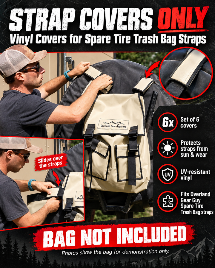 Spare Tire Trash Bag STRAP COVERS ONLY – Set of 6 (Bag NOT Included)