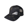 Low Pro Trucker Snap-Back Hat - Black/Grey with A6™ Embroidered Logo