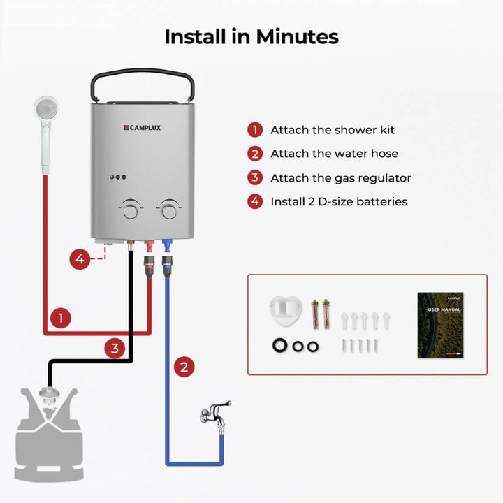 Camplux AY132G Portable Propane Water Heater
