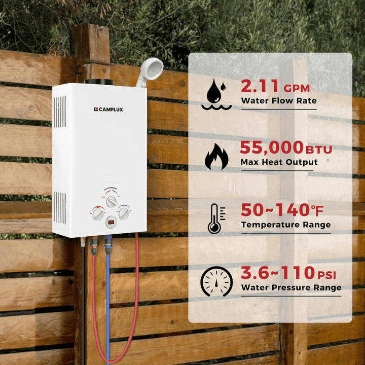 Camplux BW211 Camping Water Heater Propane