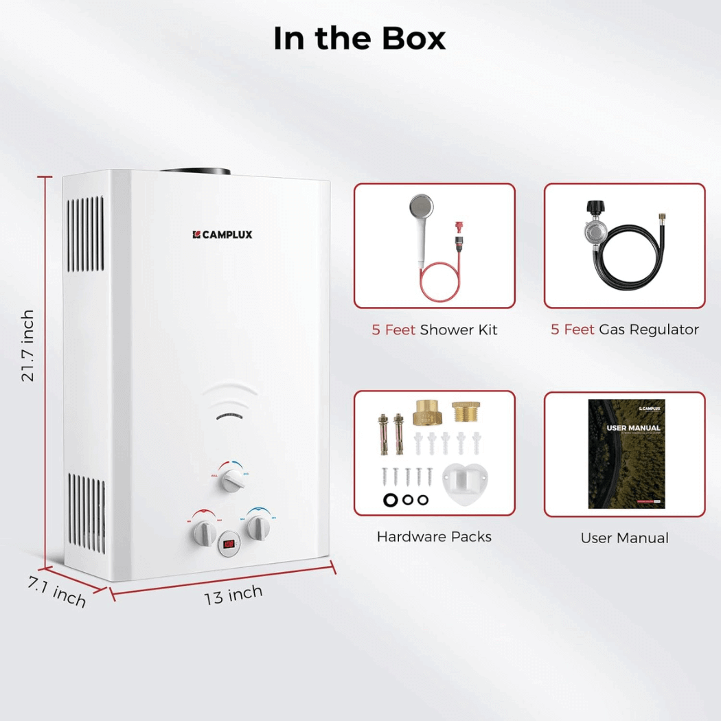 Camplux BW264 Camping Water Heater Propane