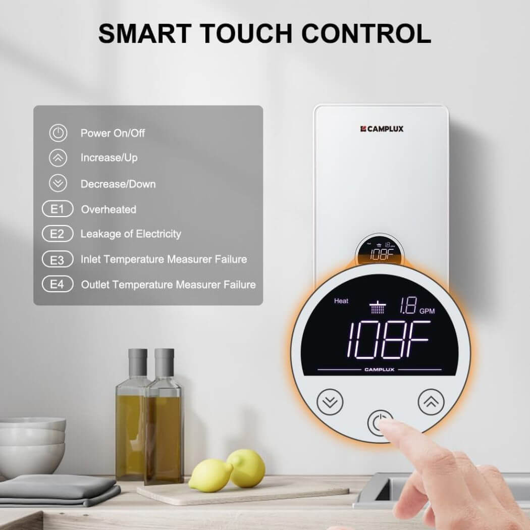 Camplux Electric Point of Use Tankless Water Heater, 6kW at 220~240V