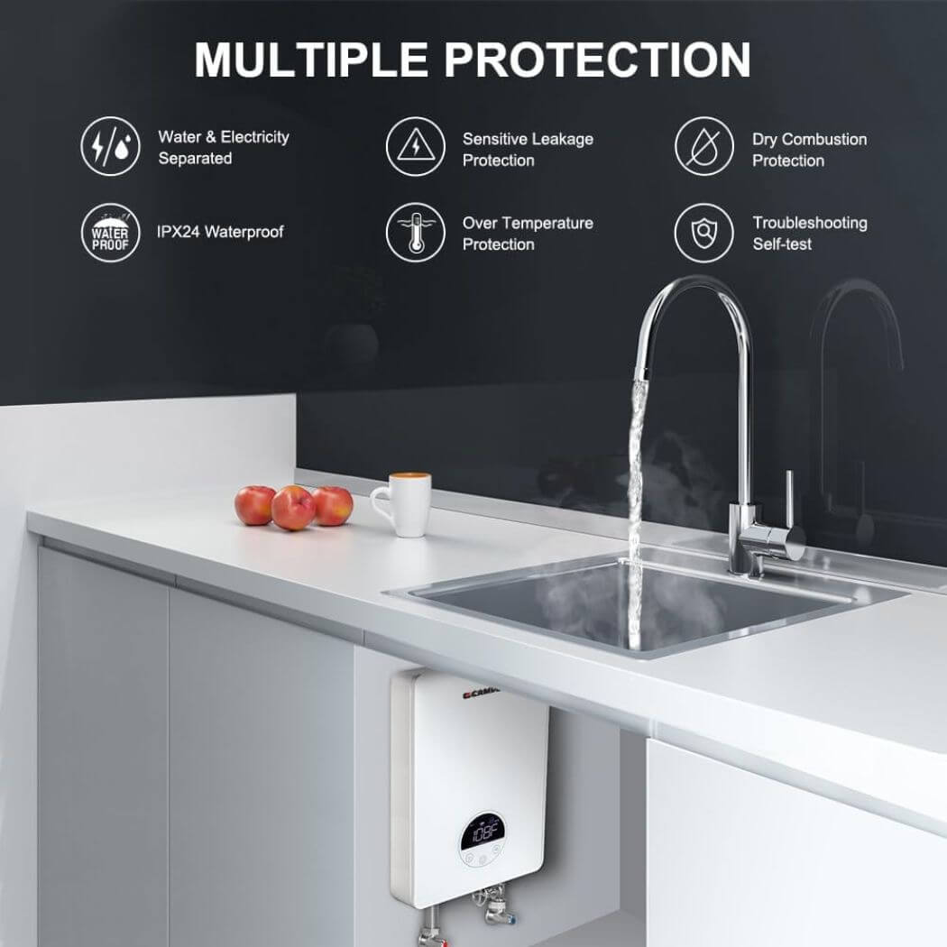 Camplux Electric Point of Use Tankless Water Heater, 6kW at 220~240V