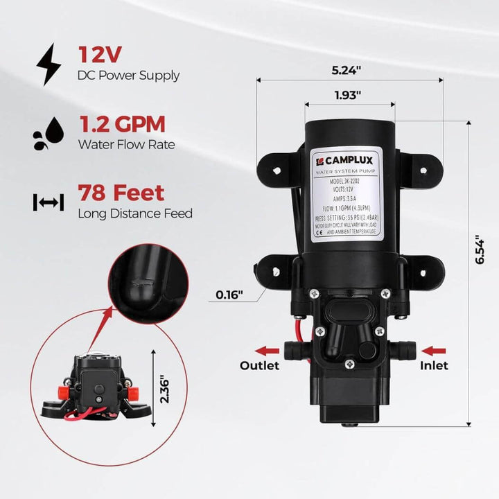 Camplux AY132BP43 Portable Propane Water Heater Pump Kit