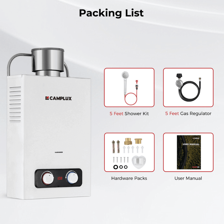 Camplux BD158C Tankless Propane Water Heater With Rain Cap