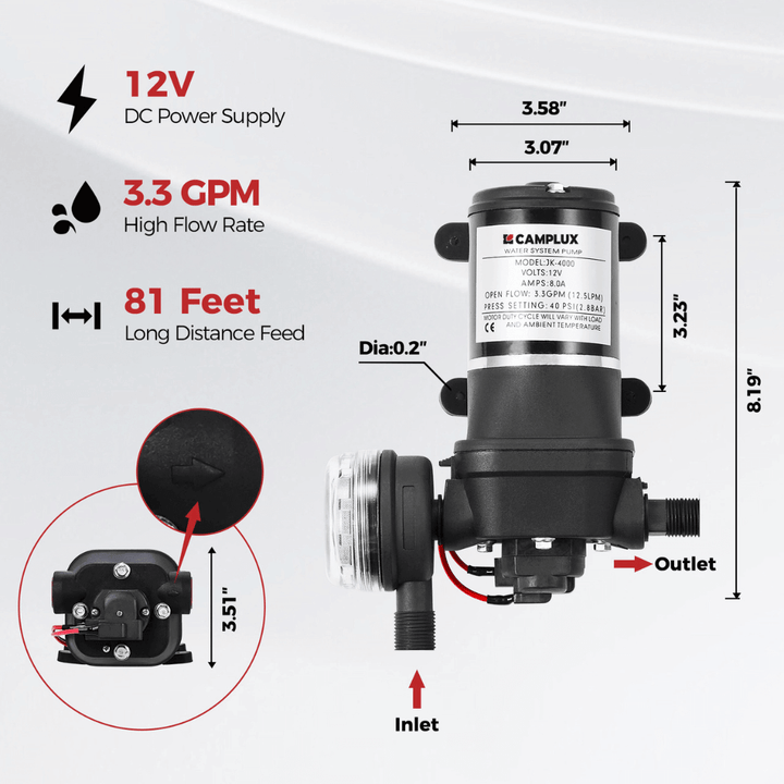 Camplux BD422P120 Propane Outdoor Water Heater Pump Kit