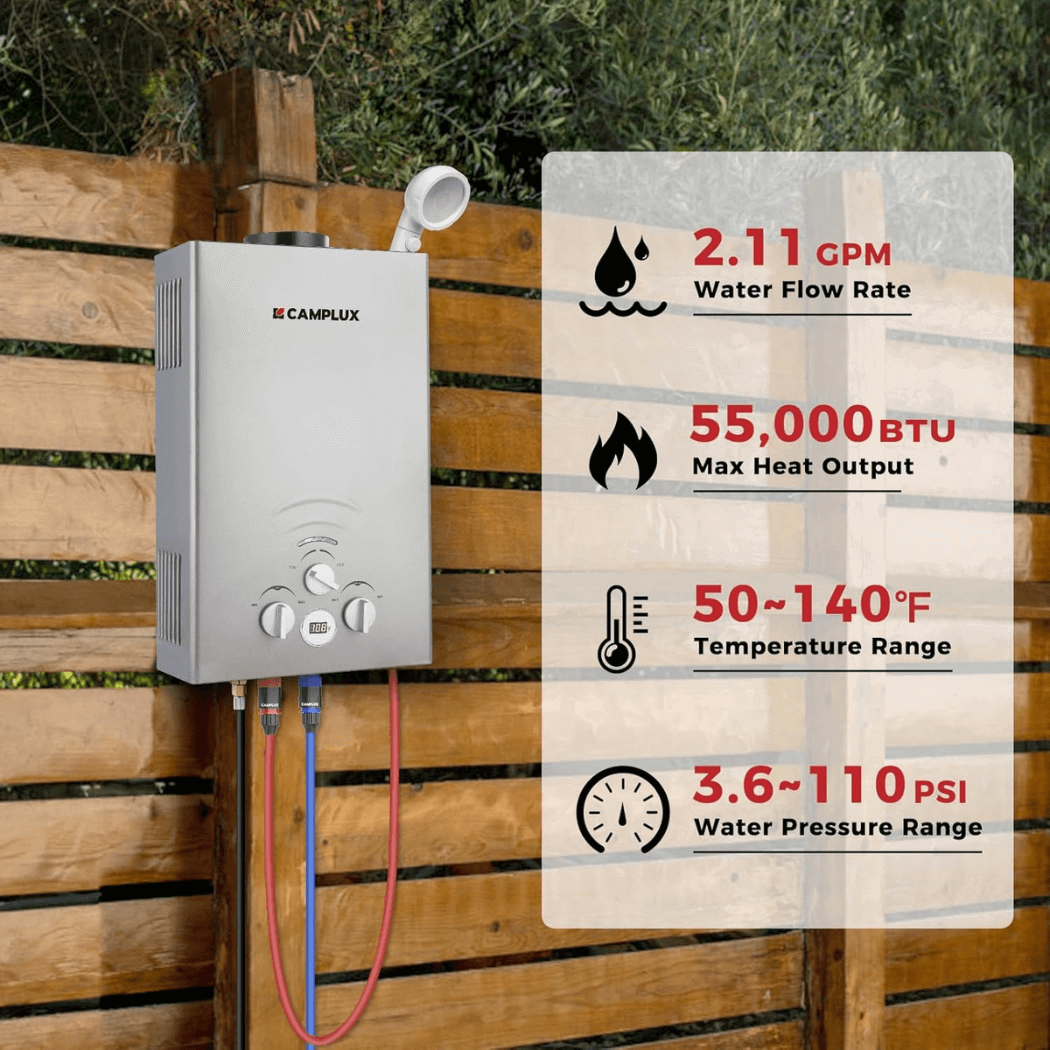 Camplux BW211G Camping Water Heater Propane