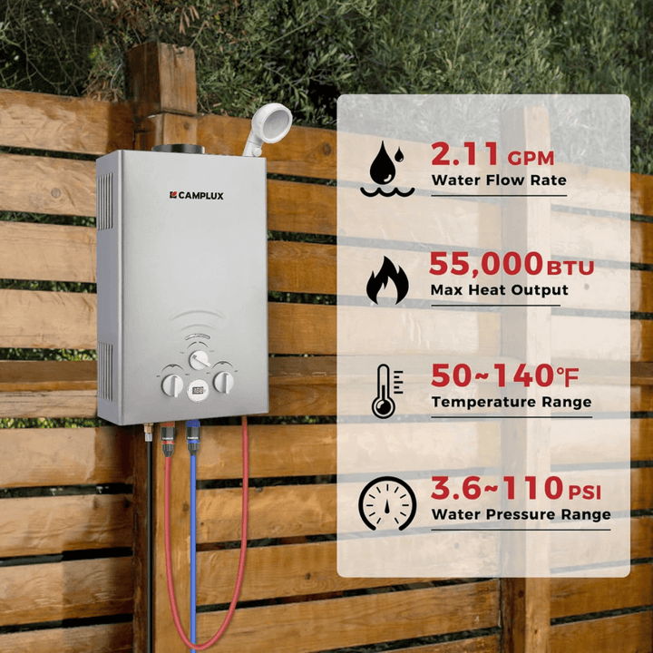 Camplux BW211G Camping Water Heater Propane
