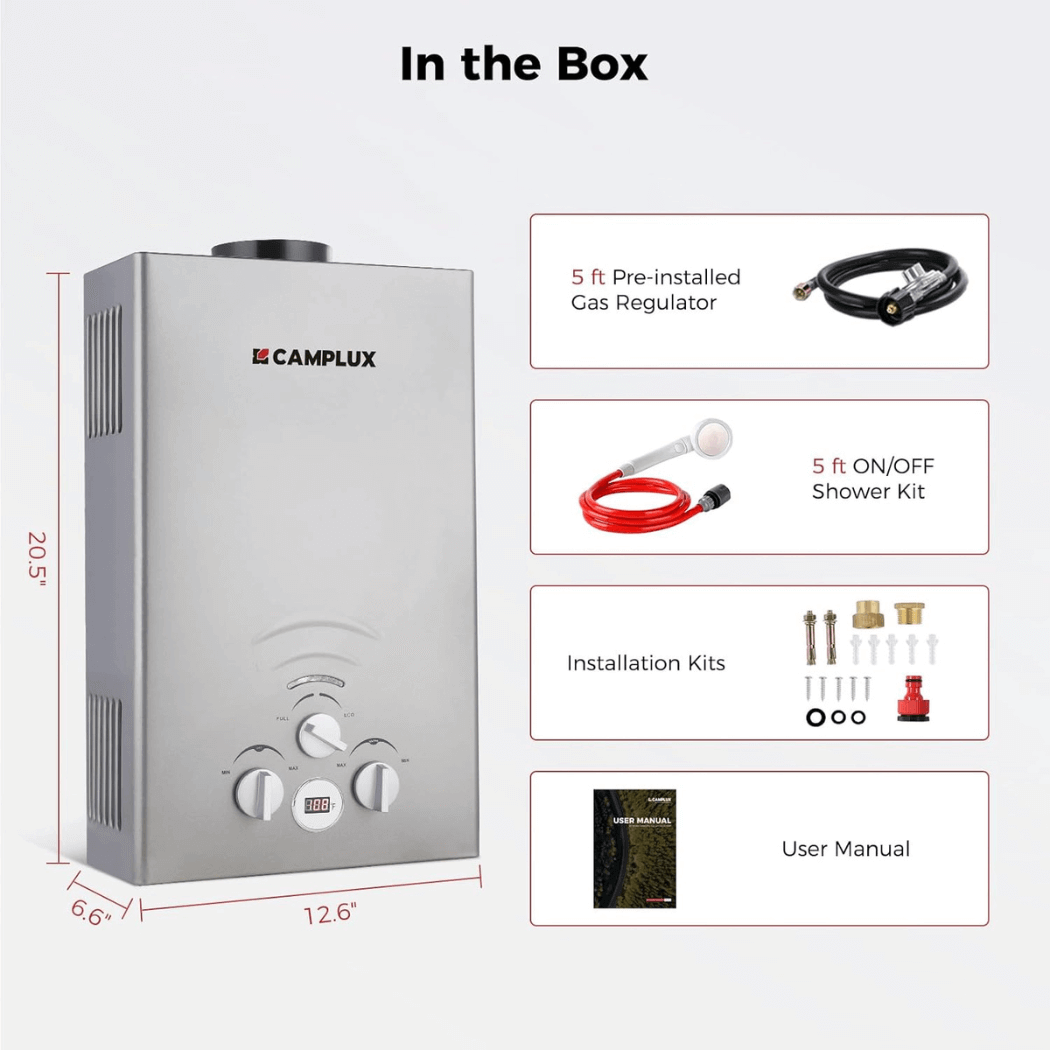 Camplux BW211G Camping Water Heater Propane