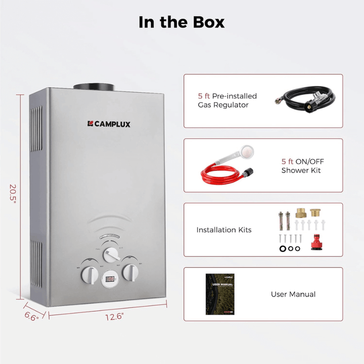 Camplux BW211G Camping Water Heater Propane
