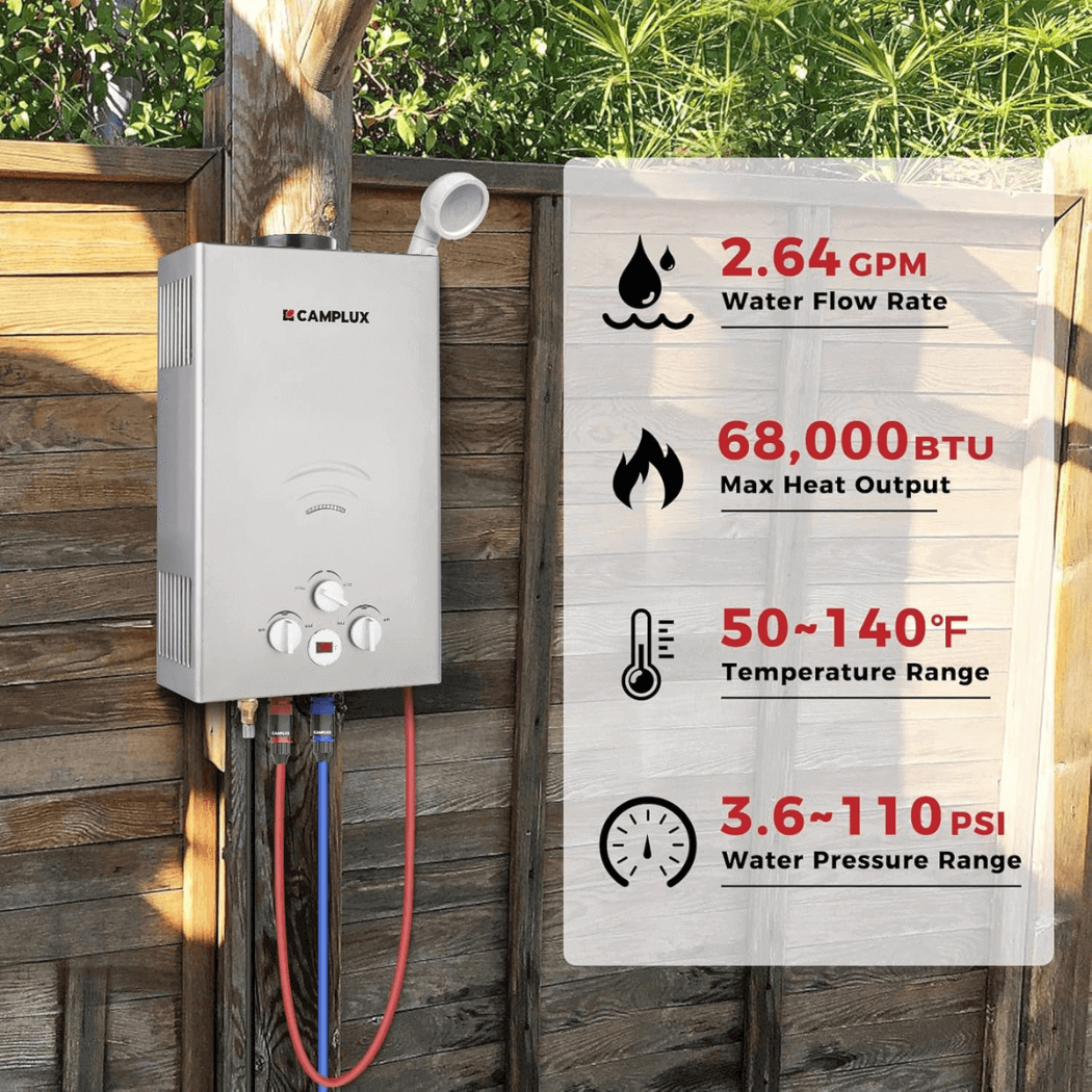Camplux BW264G Camping Water Heater Propane