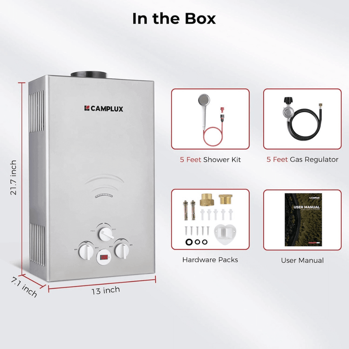 Camplux BW264G Camping Water Heater Propane