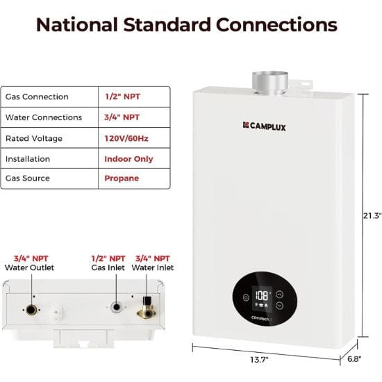 Camplux Climatech 3 Indoor Gas Tankless Water Heater 102,000 BTU