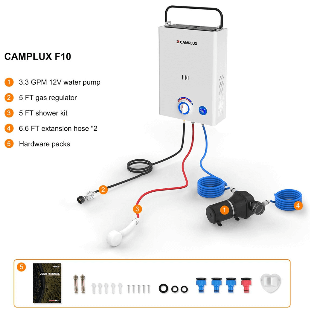 First Heater Camplux First F10 Pro LPG Camping Water Heater Pump Kit – GTFOverland
