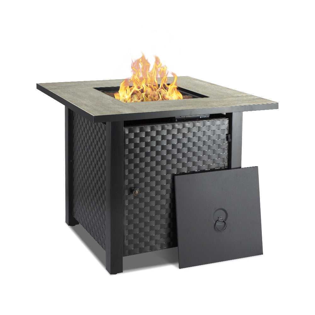 Camplux Propane Fire Pit Table, Lava Rocks, Ceramic Tabletop, 50,000 BTU Adjustable Flame, Auto Ignition