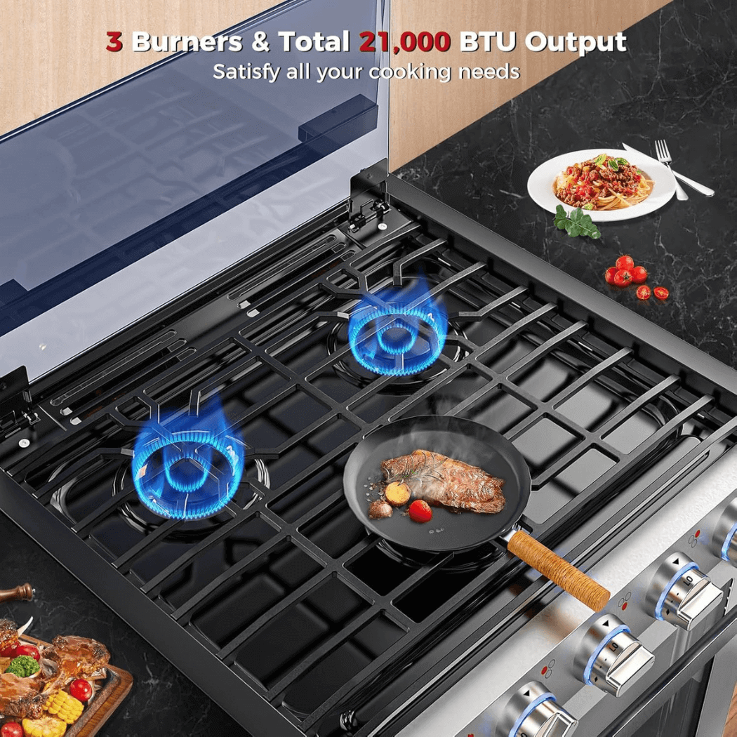 Camplux RV Stove Gas Range Oven w/ 3 Burners Cooktop 21 Inches CLASSIC
