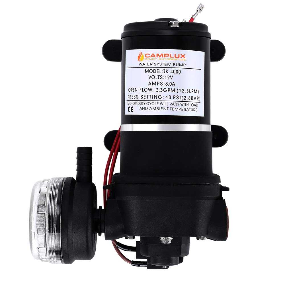 Camplux JK-4000 12V Water Pressure Diaphragm Pump 3.3GPM, 40PSI, 12.5LPM for RV Camper, Marine Boat, Lawn