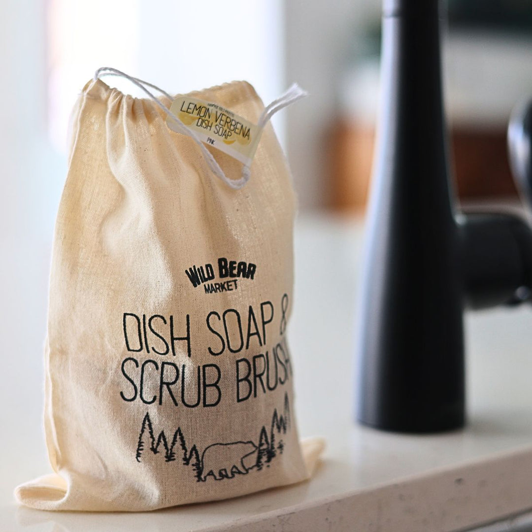 Solid Dish Soap Jar &amp; Brush