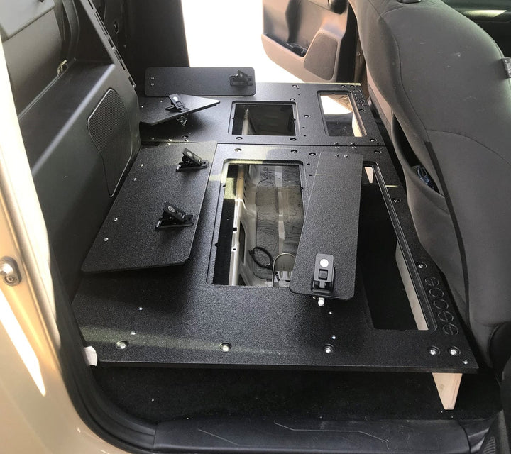 TOYOTA TACOMA 2005-PRESENT 2ND AND 3RD GEN. DOUBLE CAB - SECOND ROW SEAT DELETE PLATE SYSTEM KEEPING FACTORY BACK WALL