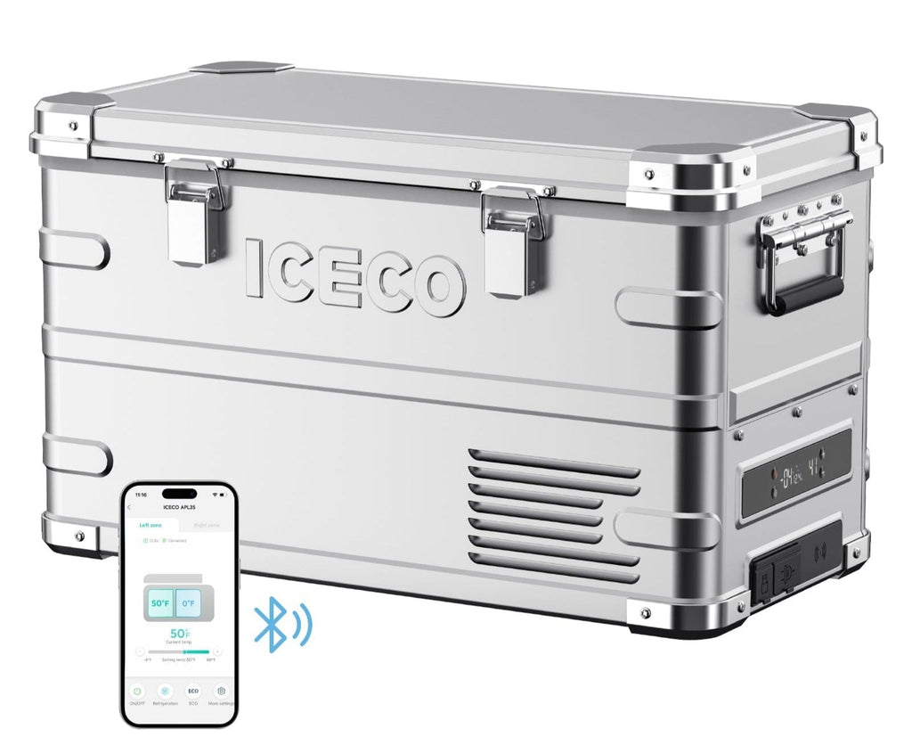 APL35 Dual Zone Aluminum Silver Fridge | ICECO | 35 LT