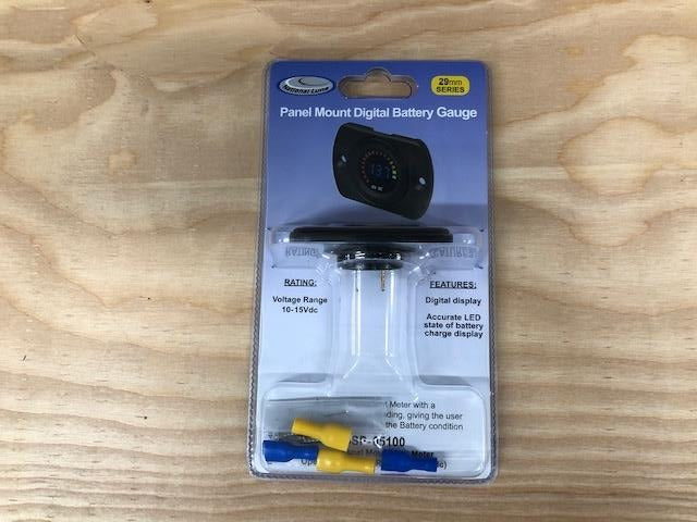 29mm Panel Mount Digital &amp; LED 12V Meter (10.5-14.7V)