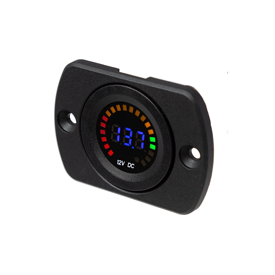 29mm Panel Mount Digital &amp; LED 12V Meter (10.5-14.7V)