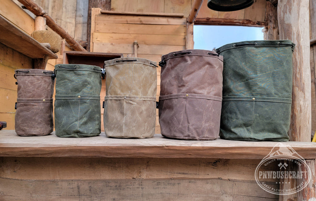 The Cedar Bucket Bag with Outside pockets Available in 5 sizes Perfect for Organizing Your Kit