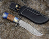 Giga Hunting Knife with Bone & Stacked Leather Handle