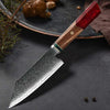 Alpha Chef Knife Damascus Bunka Knife with Exotic Olive Wood & Resin Handle