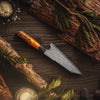 Kotetsu VG10 Damascus Chef Knife with Exotic Olive Wood Burl Handle