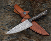 Noble 6" Damascus Chef Knife with Exotic Wenge Wood Handle & Leather Sheath