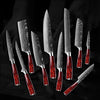 Fujin 10 Pcs Handmade Chef's Knife Damascus Pattern HC Steel Chef's Set with Sheath