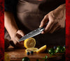 Fujin 10 Pcs Handmade Chef's Knife Damascus Pattern HC Steel Chef's Set with Sheath