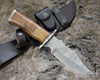 Carve Engraved Damascus Hunting Knife with Exotic Rose Wood Handle