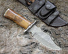 Carve Engraved Damascus Hunting Knife with Exotic Rose Wood Handle