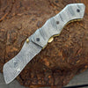 Damascene Gentleman's Cool Damascus Pocket Knife with Damascus Handle & Sheath